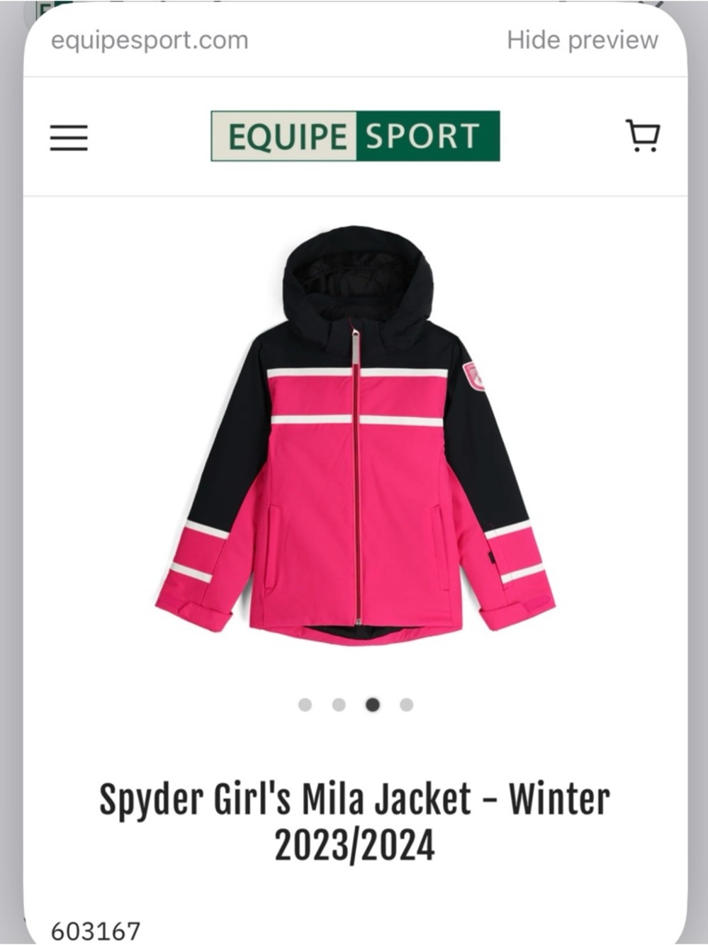 Spyder Girls' Mila Jacket - Pink and Black